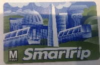 [Washington DC]Washington DC transport smartcard ticketing - SmarTrip stored value card.   Photo by Ian Brown for Railfuture