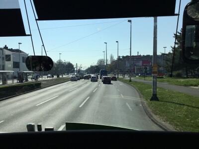 The competition: the Flixbus leaving Zagreb.  Photo by Ian Brown for Railfuture