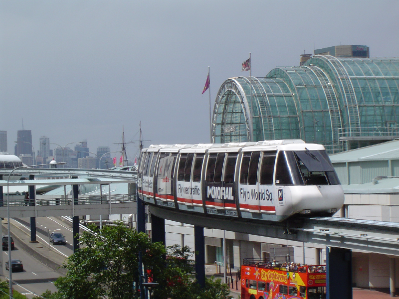 Photo of a vehicle on the Sydney Monorail, which operated from 1988 until 2013.  Photo by Chris Page for Railfuture