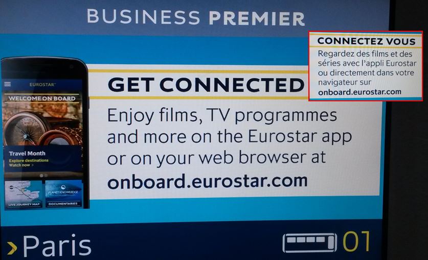 [Eurostar]The new Eurostar e320 trains use Wi-Fi to distribute on-board video entertainment that passengers can access from their laptop or tablet