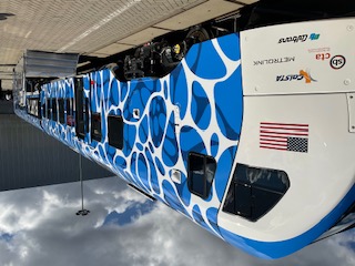 A Stadler light rail vehicle was on display for the American market. It looks familiar on the streets of several US cities but this one is hydrogen powered, a first for light rail.